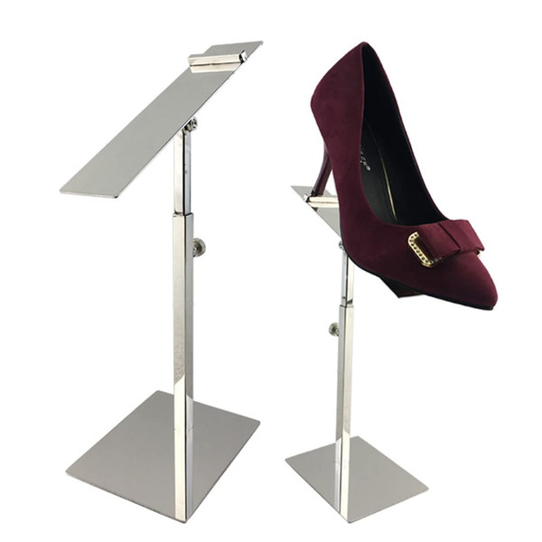 VIDAYA Silver Display Stand, Stainless Steel Shoe Risers Countertop Adjustable Retail Supplies, Rack Set of 2