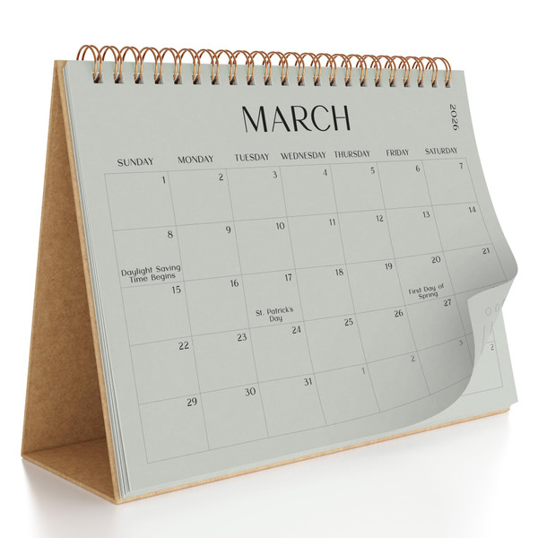 Aesthetic Desk Calendar 2026 - Runs until December 2026 - Beautiful Small Flip Desktop Calendar for Easy Organizing