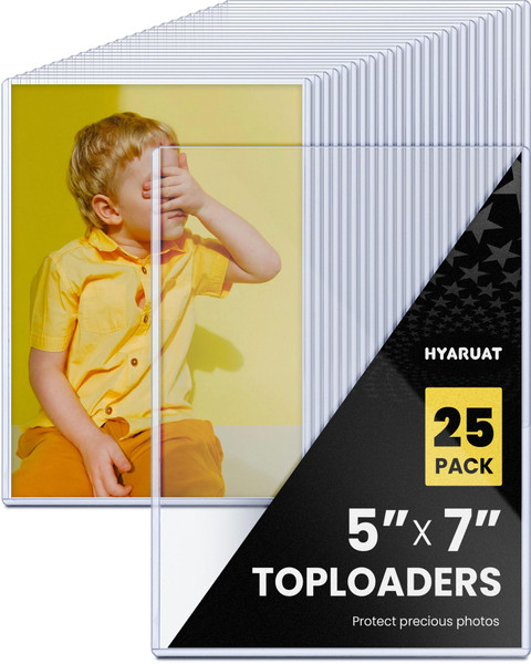 HYARUAT 5x7 Toploader - Clear Rigid Photo Protectors for Your Precious Memories - Durable Hard Plastic Sleeves, 25 Pack
