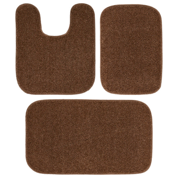 Garland Rug Gramercy Washable Bath Rug – Soft, Plush, Absorbent, Quick-Dry, Durable, 3 Piece Rug Set (Contour Rug, 17"X24", 20"X34" Bath Rugs), Cinnamon