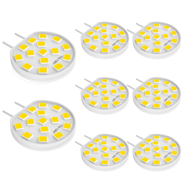 Gaormii G8 LED 3W Mini Disc Puck Light Bulbs, 120V 20W 25W T4 JCD Type Halogen Equivalent, G8 Bi-Pin Base, Natural White 4000K, Under Cabinet Light Bulb, 8 Pack