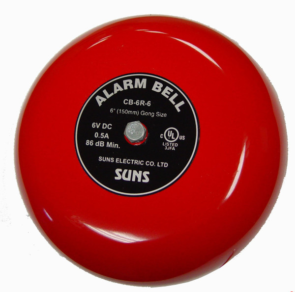 1- SUNS International CB-6R-6 Red Alarm Bell 6in 6VDC