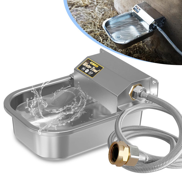 PETIMI Automatic Water Dispenser for Dogs, 101oz Outdoor Dog Water Bowl, 304 Stainless Steel Water Feeder for Small to Large Pets, Large Livestock Waterer, Anti-Tipping, Water Auto-Fill, Easy to Clean