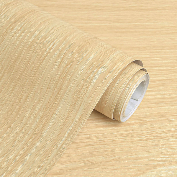 Fititem Wood Grain Contact Paper Light Wood Wallpaper Peel and Stick Contact Paper for Cabinet and Drawer Kitchen Faux Natural Oak Bamboo Self Adhesive Waterproof Wooden Wallpaper Shelf 17.3inW 118inL