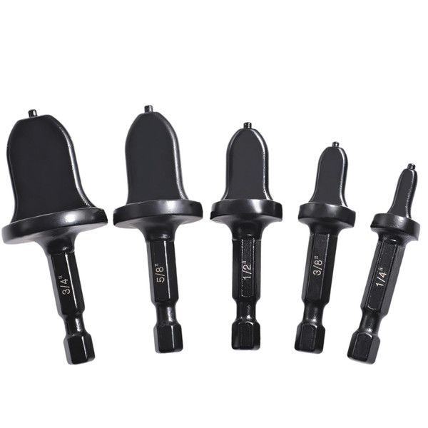 Hymnorq 5 Piece Spin Flaring Tool Set, 1/4" Hex Shank HVAC Swaging Drill Bits for Soft Copper Tubing, Pipe Expander Kit for Air Conditioning Mini Split Repair, Sizes 1/4", 3/8", 1/2", 5/8", 3/4"