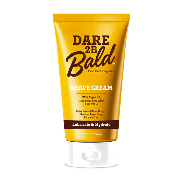 Dare 2B Bald Shaving Cream for Sensitive Skin Men | Natural Shaving Cream with Argan Oil, Shea Butter, Cocoa Butter & Tea Tree Oil | Bald Head Shave Lotion | Rich Hydration and Moisture - 5.0 OZ
