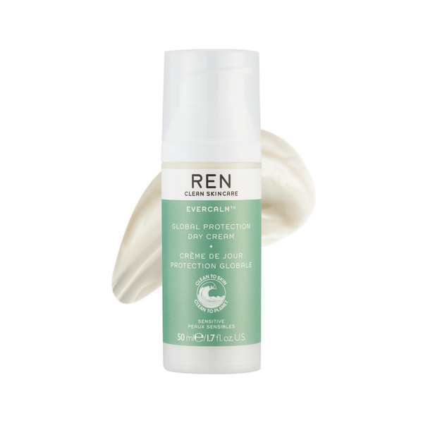 REN Clean Skincare Evercalm Global Protection Day Cream Daytime Face Moisturizer to Nourish Skin & Relieve Dryness 1.7 Fl Oz