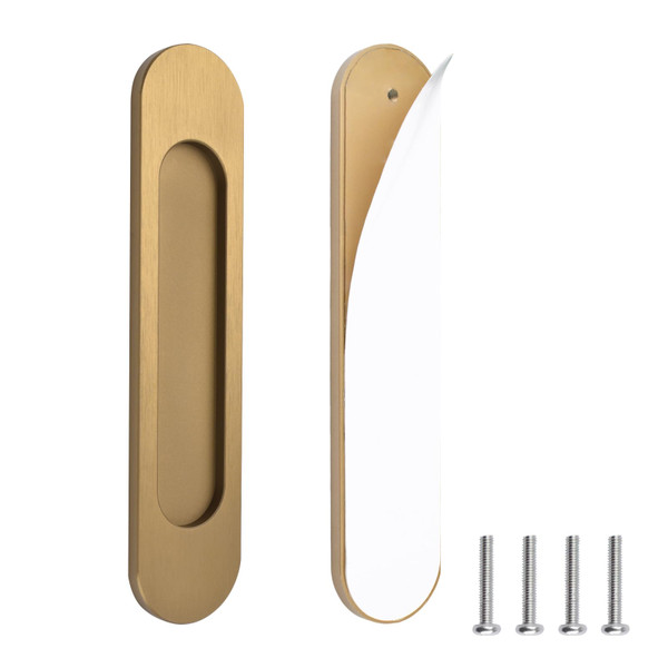 MOROBOR 18CM Self-Stick Oval Sliding Door Pulls, 2pcs Brushed Steel Aluminum Alloy Flush Pull Punch-Free Handle for Sliding Barn Door Windows Cabinets