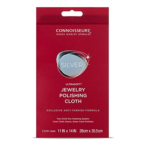 CONNOISSEURS Extra Large Polishing Cloth for Silver Jewelry - Ultrasoft Fabric with Anti-Tarnish Formula - 14x14 Inches