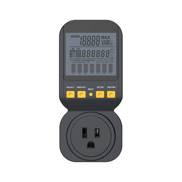 Electricity Usage Monitor by Spartan Power Energy Watt Meter with 15A Outlet, 1800 Watt Maximum SP-PM120