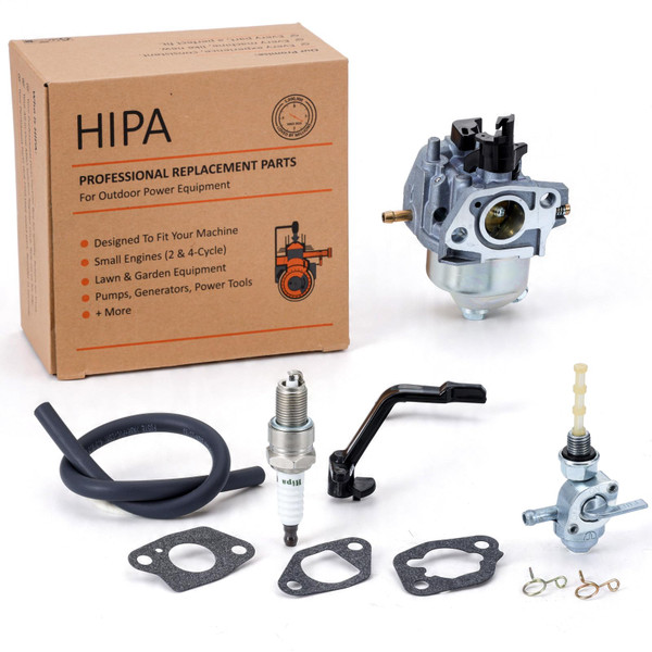 Hipa Carburetor Kit for Harbor Freight Predator 4375 Champio-n 3000 3500 4000 Watt Generator Powered by 196CC 212CC 6.5HP Engine Parts with Spark Plug Shut off Valve