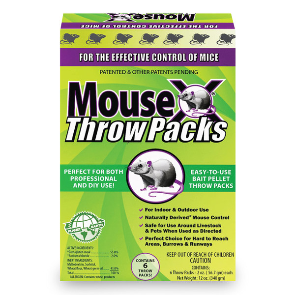 MouseX Rodent Control Bait Pellet Throw Packs for Rats & Mice – Poison Free, Pet Safe | Indoor & Outdoor Use Pellets |6 Throw Packs