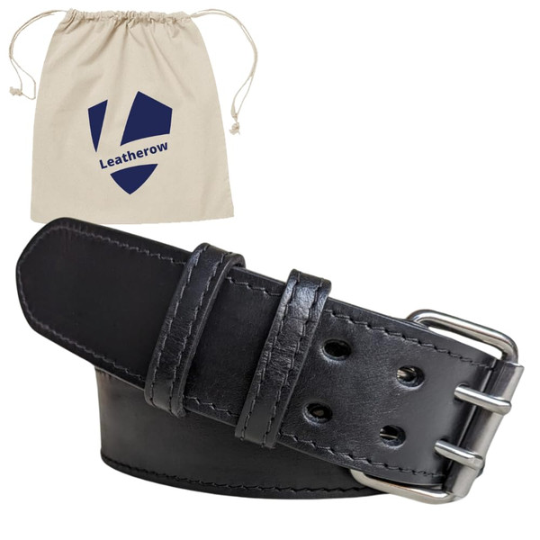 Leatherow 2 Inch Wide Premium Leather Tool Belt for Men Work | Heavy Duty Construction Mens Pouches Pockets Bags | Adjustable Waist Belt for Carpenters, Electricians, and Contractors (Black, 30"-46")