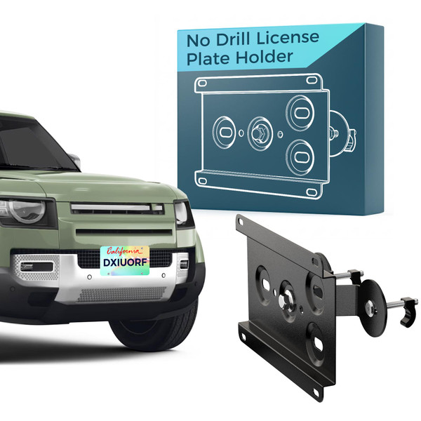 No Drill Front Grille Tow Hook License Plate Holder Compatible with Land Rover Defender,Discovery 5th gen,Discovery Sport 2nd gen,Range Rover 4th gen,Range Rover Evoque 2nd gen,Range Rover Sport