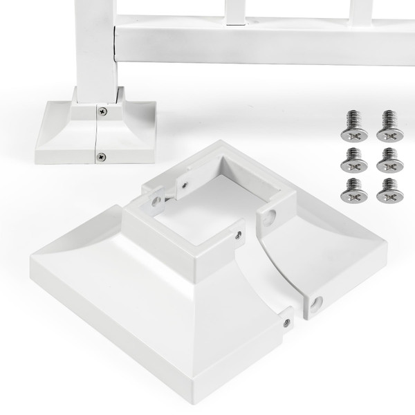 Epcee 2pcs 1.5" Aluminum Deck Post Base Cover, Skirt, Handrail, Stair, Porch, Railing Base Brackets Covers (White)