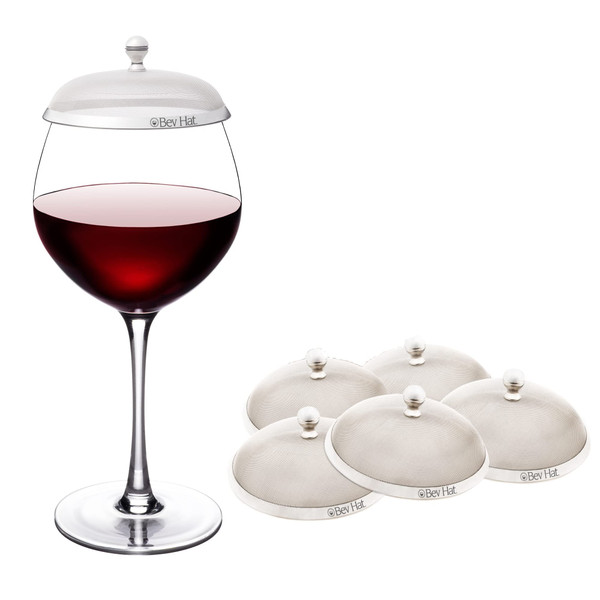 BEV HAT Stainless Steel Drink Covers (6 Pack), Wine Glass Covers for Outdoors, Protect Cocktails, Coffee Mugs, Tea Cups, Beers, Keep Bugs Out, Wine Accessories & Drink Lids
