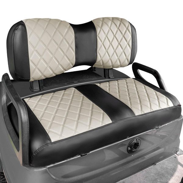 NOKINS Golf Cart Diamond Seat Covers Kit, Fit for Yamaha Drive/Drive 2 OEM Standard Front Seat Cushion, Golf Cart Vinyl Seat Cover, No Nails Required (Oyster Gray and Black)