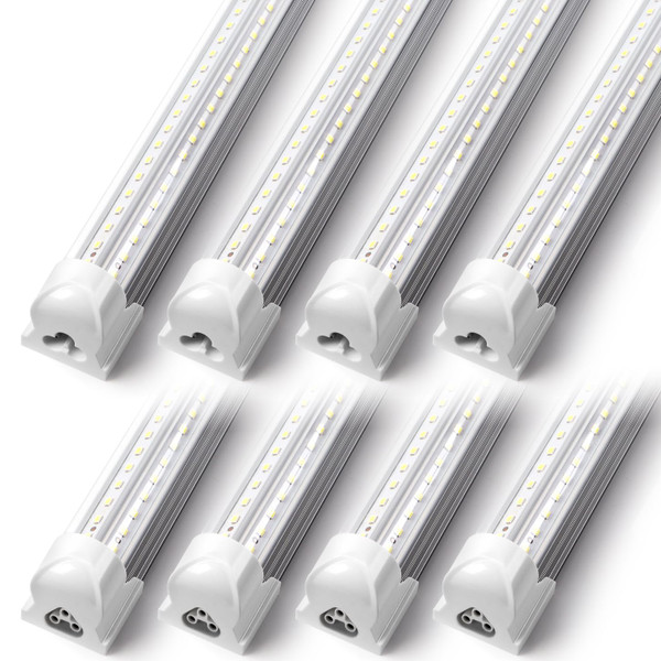 Kihung 3FT LED Shop Light Fixture,Upgrade V Shape T8 Tube Light, 30W, 4680lm, 6000K, Linkable LED Shop Light Fixture, 3 Foot Tube Light, Corded Electric with Built-in ON/Off Switch (8 Pack)
