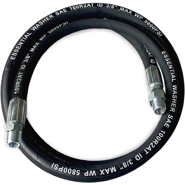 Essential Washer Pressure Washer Hose Whip | 5800 PSI | Heavy Duty High Pressure Water Hose with 3/8" Male NPT Fixed and Swivel Ends (6 Feet)