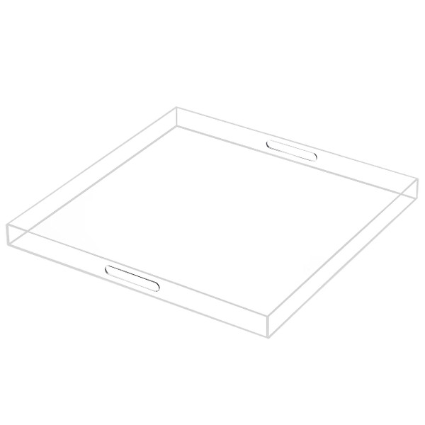 MUKEEN Oversize Extra Large King Size Bed Tray for Eating Big Clear Acrylic Serving Tray with Handles 24x24 Inch -Spill Proof- Decorative Countertop Organizer for Ottoman,Bed,Party, Butler Tray