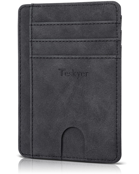 Teskyer Slim Wallet for Men, Minimalist Front Pocket RFID Blocking Leather Wallet Credit Card Holder for Men & Women Teskyer Slim Wallet for Men, Minimalist Front Pocket RFID Blocking Leather Wallet Credit Card Holder for Men & Women