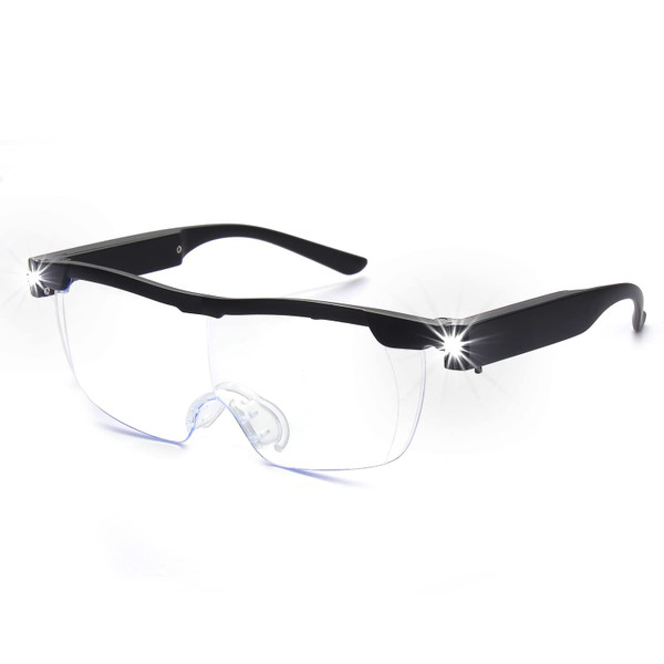 OKH 200% Magnifying Glasses with Light, Rechargeable LED Lighted Magnification Eyeglasses, Anti Blue Light, Bright Sight Hands Free Magnifier for Close Work, Craft, Jewellers, Reading, Hobby