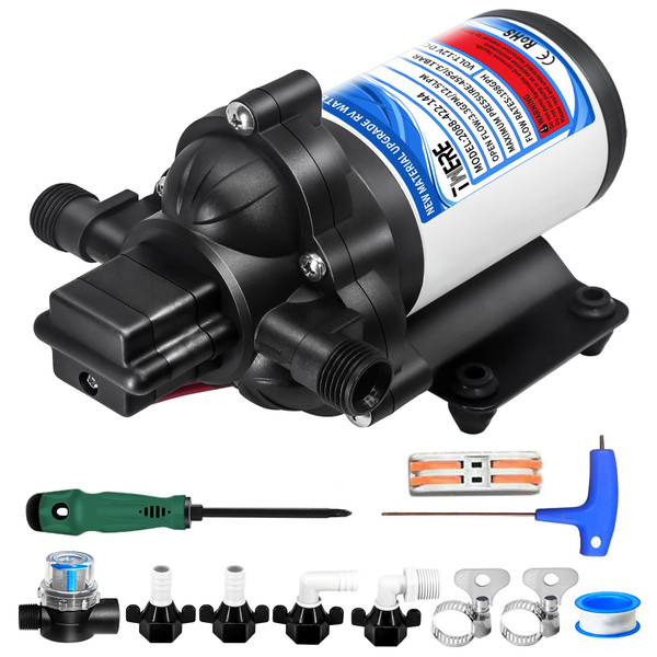 2025 Upgrade 2088-422-144 RV Fresh Water Pump,12 V 45 PSI 3.3 GPM Diaphragm Pump with Pressure Switch and Detachable Filters,1/2MNPT Connection for RV Marine Yacht