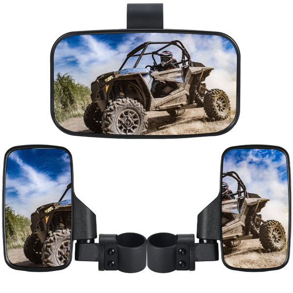 OFIG UTV Side Mirrors And UTV Center Mirror for 1.6" to 2" Roll Bar, Adjustable Break Away Compatible with Polaris RZR 900 1000 Can Am Mule Rhino Yamaha YXZ CFMOTO Zforce