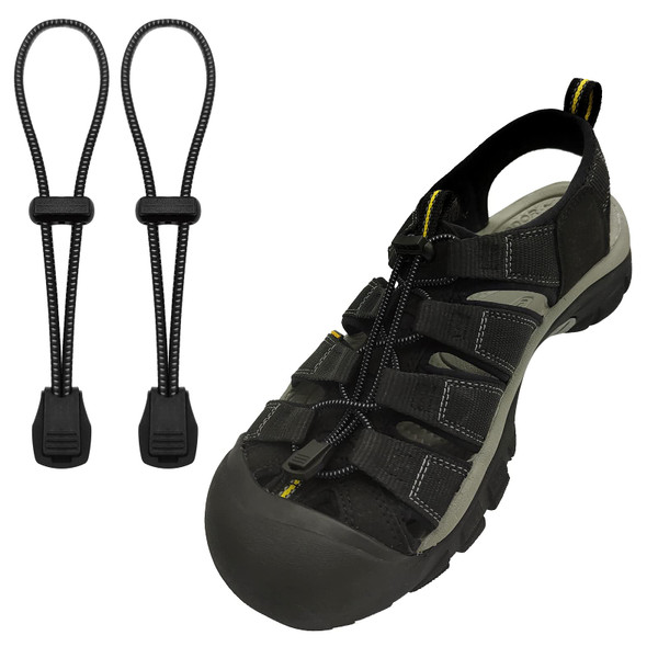 UamGlsob Elastic No Tie Shoe Laces Replacement for Keen Water Sandal, Round Bungee Stretchy Lock Shoelaces for Adults and Kids, One Size 47" (Black)