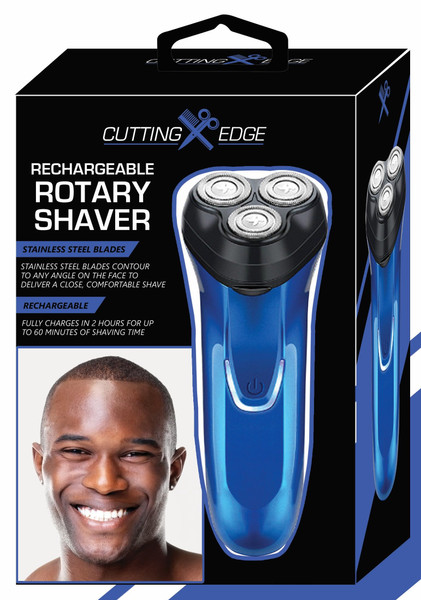 Cutting Edge Rotary Shaver, Rechargeable Electric Rotary Shaver with Stainless Steel Blades, Wireless Cordless Electric Razor, Close Shave, Full 2 Hour Charge Provides 1 Hour Run-Time, Electric Razor