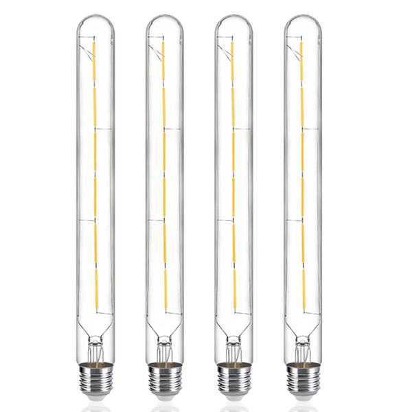 YFXRLIGHT T10 Dimmable LED Tubular Bulb, Long Tube Edison Light Bulb 6W, 60W Equivalent, Daylight White 4000k, E26 Base, Pendant Lighting, Wall Sconces,11.8inch,Pack of 4