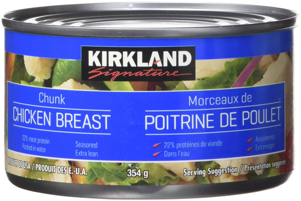 Kirkland Signature chicken breast, packed in water, premium chunk, 6 12.5-ounce cans Kirkland Signature chicken breast, packed in water, premium chunk, 6 12.5-ounce cans