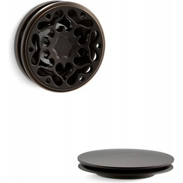 Kohler K-T37397-2BZ PureFlo Cable Bath Drain Trim with Victorian Push Handle Button Handle, Oil Rubbed Bronze