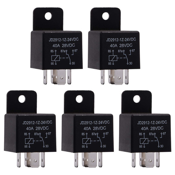 EHDIS Motor Relay 5 Pin 24V Coil 40amp Spdt Model No.: JD2912-1Z-24VDC 40A 28VDC, Contactor Relay Switch Power, Auto Switches & Starters, 5 Pack