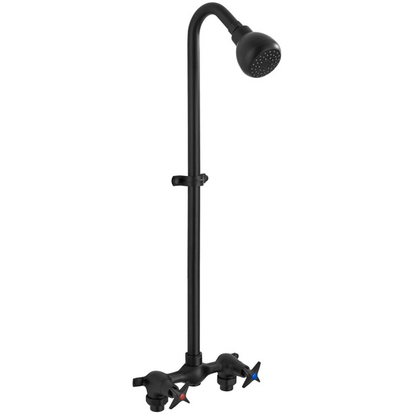 Aolemi Outdoor Shower Kit Fixtures – 2-Handle Exposed Shower Fixture with High Pressure Showerhead, Solid Brass Mix Valve, 6-Inch Center, Complete Outdoor Shower System – Matte Black