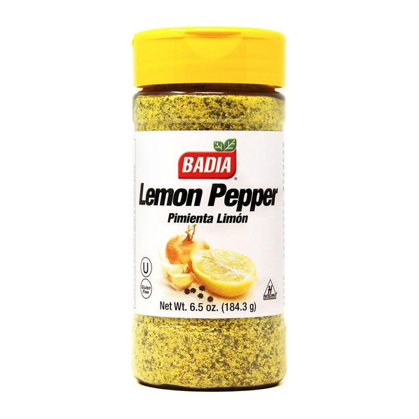 Badia Lemon Pepper Seasoning, 6.5 oz - Pepper, Garlic & Onion, Zesty Citrus Blend for Chicken, Seafood & Vegetables