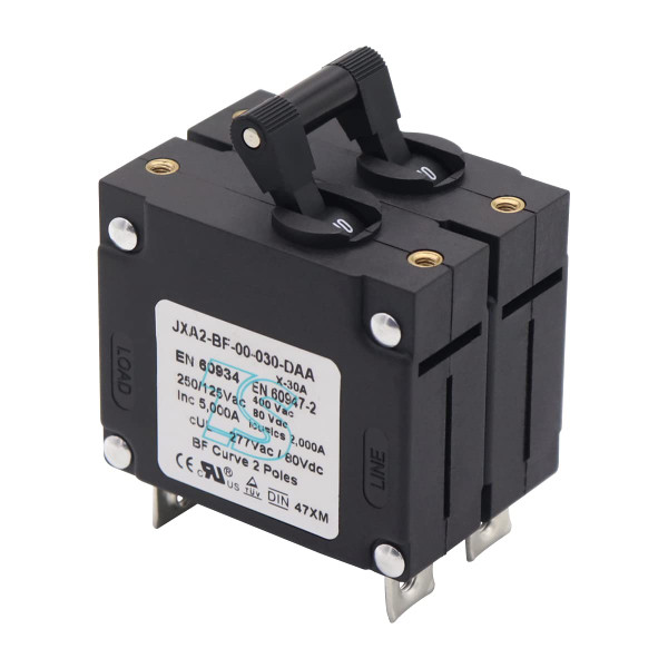 T Tocas Double Toggle Pole 30 Amp AC/DC Hydraulic Magnetic Circuit Breaker with Manual Reset Switch Yachts Campers RV Automotive Caravans - 30A