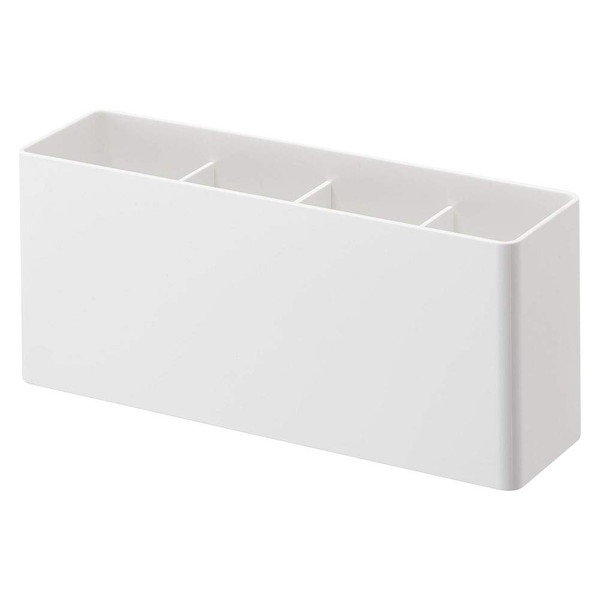 Yamazaki 4844 Magnetic Storage Box, Tower, Wide, White, Approx. W9.6 x D7.2 x H4.1 inches (W24.5 x D7.2 x H10.5 cm), Tower, Small Items, Includes Dividers, Hook Included