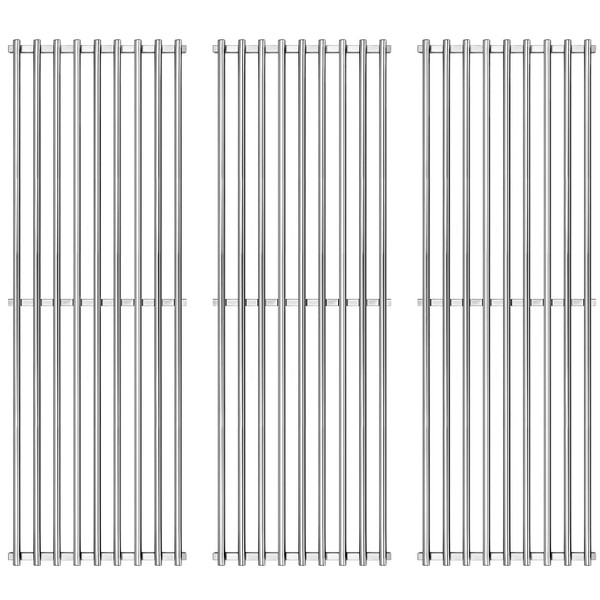 GGC Stainless Steel Grill Grates for Chargriller 3001, 5050, 3008, 3030, 4000, 5252, 19 3/4" Grill Grates Replacement for King Griller 3008, 5252 and Others, 3 PCS Cooking Grid Grates for Chargriller