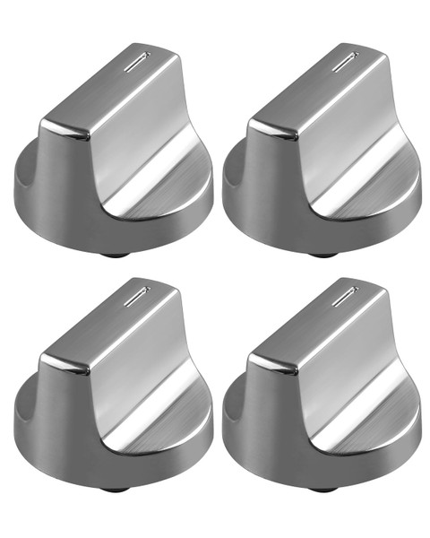 W11418244 Range Knob Compatible with Whirlpool WCE55US0HB00 WCE77US0HS01 WCE77US6HB00, Gas Stove Surface Burner Control Knob Replace W11130627 W11222054, Silver, 4 Pcs