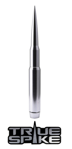 TRUE SPIKE 9 inch SILVER PENETRATOR FAT BULLET ANTENNA with ANTI-THEFT + COPPER COIL in Heavy Gauge CNC Machined Billet Aluminum Short Compatible with CHEVY SILVERADO 1500 2500 3500