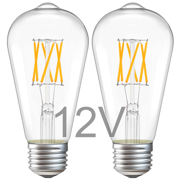 TOKCON 12V Low Voltage LED Light Bulbs - Soft Warm 2700K 6W (Only for 12 Volt DC/AC)- 60W Equivalent E26 Edison Base Bulb for RV, Solar Panel Project - 2 Pack