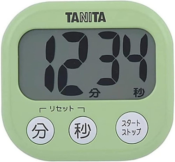 Tanita TD-384 GR Kitchen Study Learning Timer with Magnet, Large Screen, Loud Volume, 100 Minutes, Green