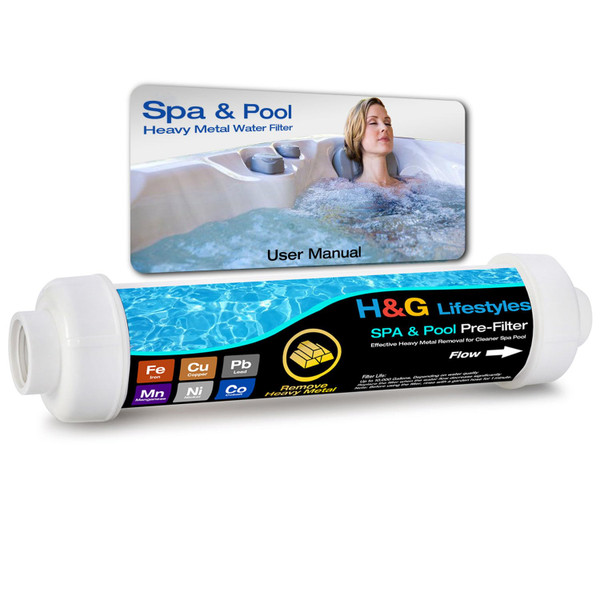 H&G Lifestyles Heavy Metal Iron Filter for Garden Hose, Hose Filter for Filling Hot Tub Pool Spa, Special Design for Well Water, Fits Any Standard 3/4" Garden Hose Thread, Up to 10,000 Gallons