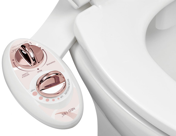 LUXE Bidet NEO 185 - Dual Nozzle, Self-Cleaning, Non-Electric Bidet Attachment for Toilet Seat, Adjustable Water Pressure, Rear & Feminine Wash (Rose Gold)