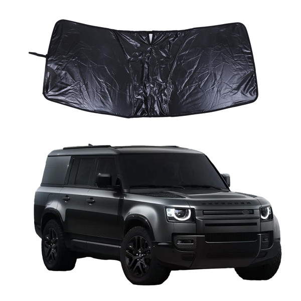 Bekantogy Car Windshield Compatible with Land Rover Defender 90 110 130 2020-2025 Folding Sun Shade Windshield Sunscreen Heat Shield Front Windshield Sun Shade UV Protection (Black)