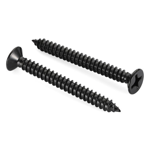 Mellewell #12 x 1-1/2" (50 PCS) Flat Head Sheet Metal Screws Wood Screws, Black Finish Stainless Steel 18-8, Self Tapping Screws