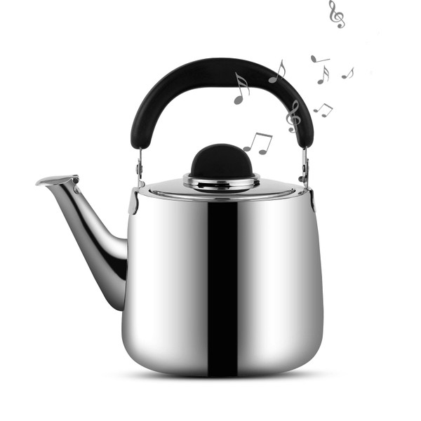 Tea Kettle,Whistling Tea kettle for Stove Top,2.1 QT Stainless Steel Teapot,Induction Tea Kettle Pot for Stovetop (1.9 L,Silver)