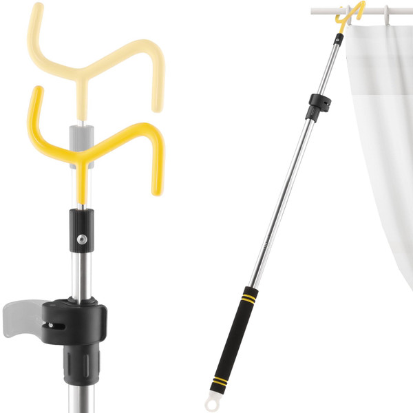 Frebuta Drapery Pull Rod,36“ to 63” Curtain Pull Telescoping Pole Heavy Duty For Curtains Wand Stainless Steel Tubes Soft Sponge Handle Rod for Curtains Extension Pole Lightweight (Black Yellow)