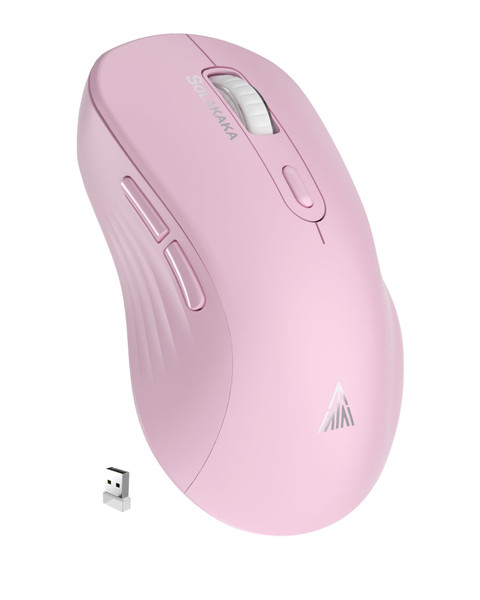 SOLAKAKA SM66 Pink Silent Dual Mode 2.4GHz Wireless Mouse, Adjustable 4200 DPI,Rechargeable Wireless Computer Mouse for PC Mac Laptop, Desktop